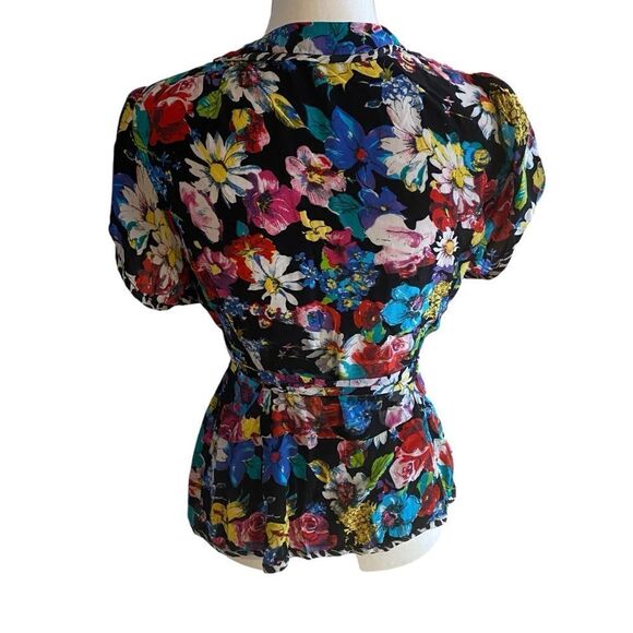 Nanette Lepore Floral Wrap Blouse Top - Picture 5 of 5